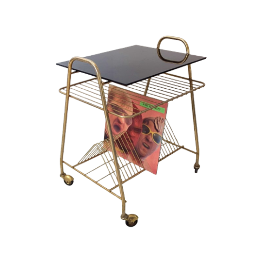 Bijzet/ Trolley/ Platen Opbergmeubel/ Platenrek – Jaren 60 -(mf27) 1