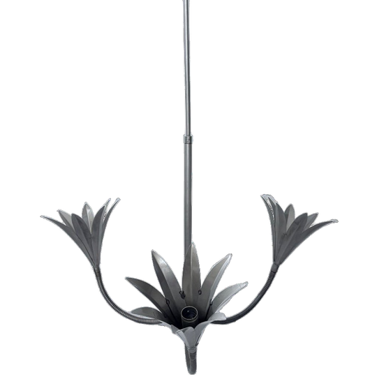 Unieke Vintage Metalen Hanglamp Fleur France ‘60 1