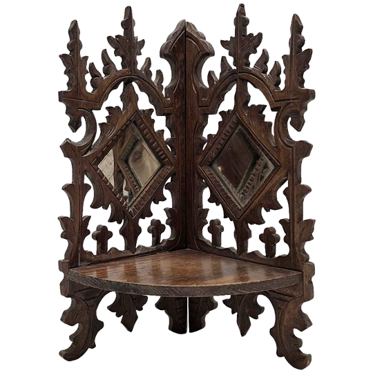 Antiek Frans Gotische Stijl Wand Hoekconsole, Eind 19e Eeuw 1