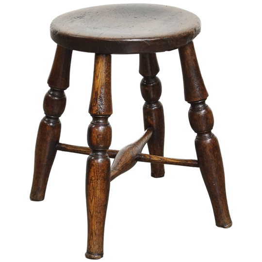 Subtiel, Elegant En Tijdloos Antiek Engels Krukje/ Joint Stool Uit Begin 19e Eeuw 1