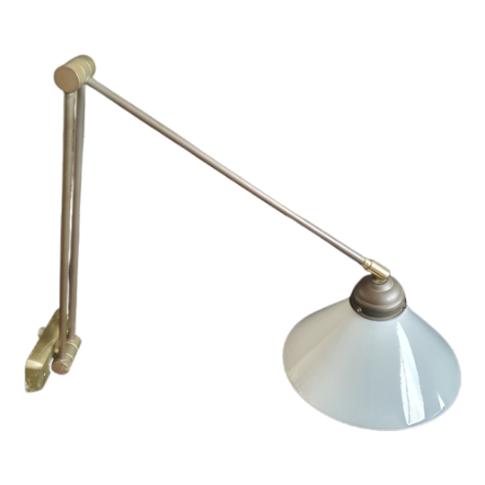 Vintage - Wandlamp - Leeslamp - Zwenkarm - Opaline Glas. 1