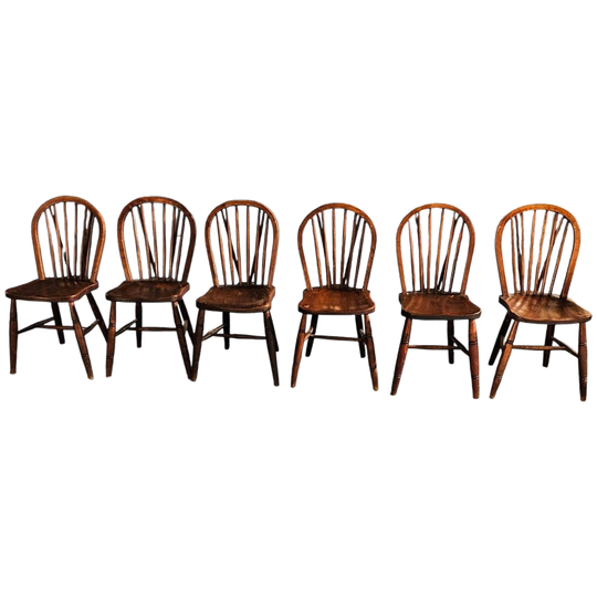 6 X 19th Century / Windsor Stick Back Chairs 1
