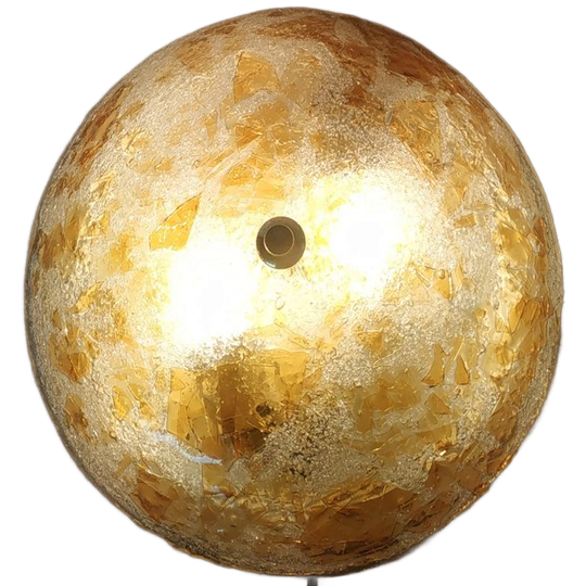 Zeldzame Massive Design Jaren 70 'goudblad' Effect Plafonniere Schaallamp (verm. Murano Glas) 1