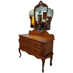 Brocante Vintage Kaptafel Make-up Tafel Met Drieluikspiegel thumbnail 1