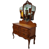 Brocante Vintage Kaptafel Make-up Tafel Met Drieluikspiegel