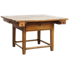 Karaktervolle, Prachtige En Praktische Vierkante Antieke Eettafel Gemaakt Van Iepenhout thumbnail 1