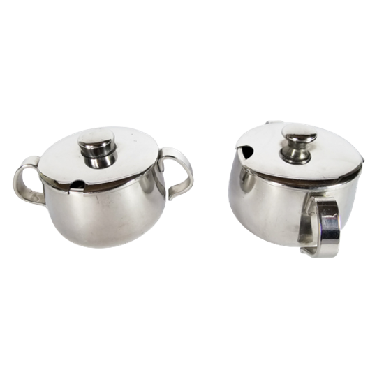 Alessi - Alfra Alessi - 2 X Suikerpotje - Etorre Alessi - Rvs - Italie - 3E Kwart 20E Eeuw 1