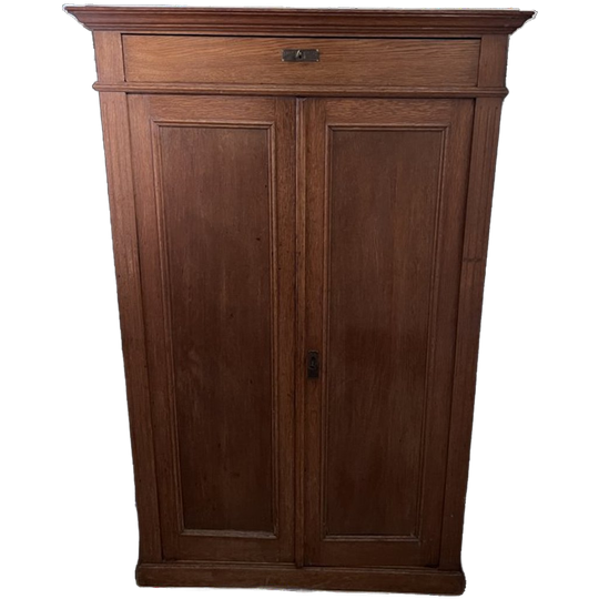 Eiken Tweedeurs Kast Met Bovenlade, Planken En Binnenlades, 104 Cm Breed 1