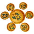 Vintage Pindastel Snackschaaljes Bloem Jaren 60 Pinda Setje thumbnail 1