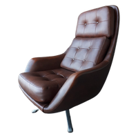 Vintage Draaifauteuil Swivel Chair Cognac Retro Draaistoel Overman Deense Fauteuil