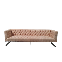 Chesterfield Vintage Design Bank Camel Beige Leer Kubus Model