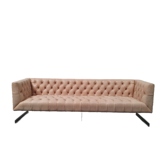 Chesterfield Vintage Design Bank Camel Beige Leer Kubus Model 1