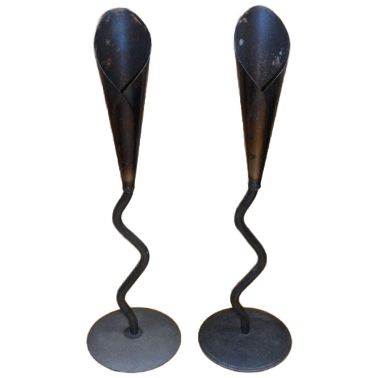 Set Van 2 Vintage Smeedijzeren Kandelaars Jaren 70 1