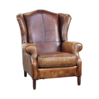 Grote, Nette Schapenleren Oorfauteuil Met Een Mooi Design En Prachtige Kleuren thumbnail 1