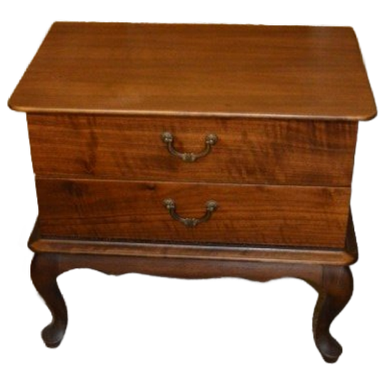 Elegant Vintage Mahonie Queen Anne Nachtkastje Met Twee Laden 1