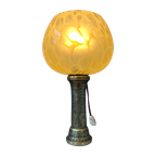 Antieke Art Deco Glazen Lamp Met Bronzen Voet thumbnail 1