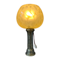 Antieke Art Deco Glazen Lamp Met Bronzen Voet