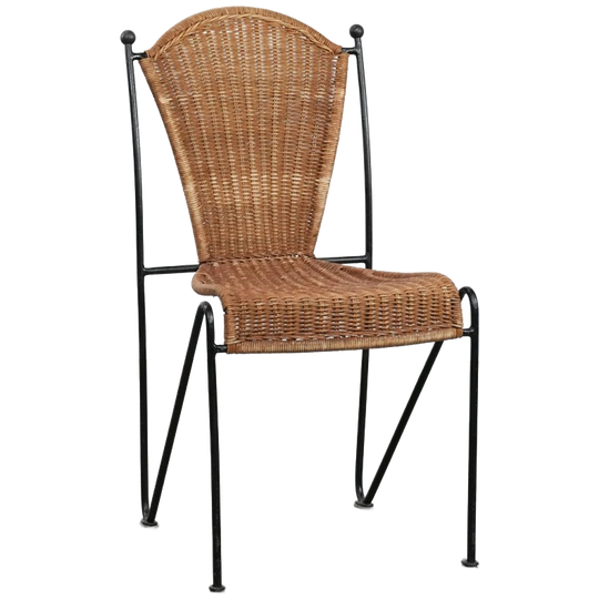 Leuke Vintage Design Stoel Van Frederick Weinberg Met Een Gietijzeren Frame En Een Rieten Zitting 1