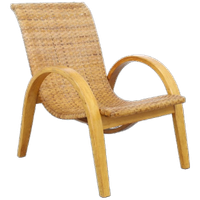 Zeldzame Vintage Fauteuil Riet Hout, 1960s