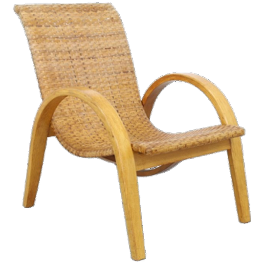 Zeldzame Vintage Fauteuil Riet Hout, 1960s 1