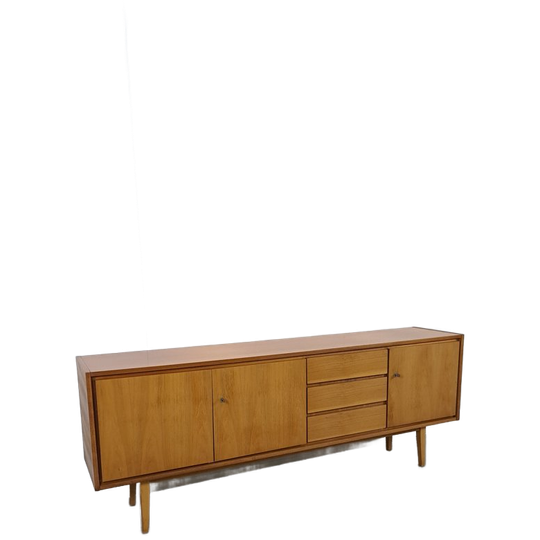 Mid-century Notenhout Fineer Dressoir Met 3 Lades 1