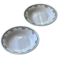 Set Of 5 Vintage Porcelain Cherry Pasta Plates