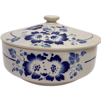Prachtige Frans Aardewerk Schaal Blauw WIT Decor - Reliving