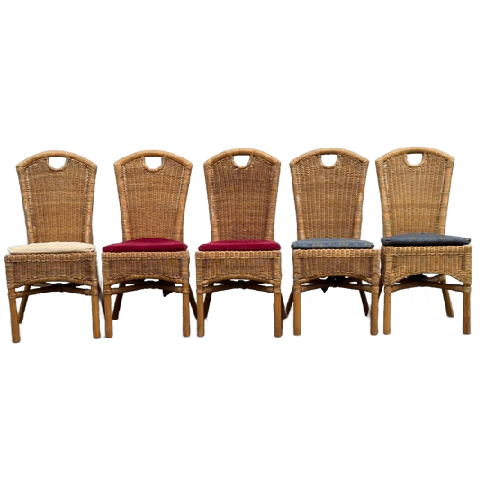Vintage Wicker Chairs, Set Of 5 1