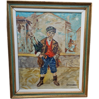 Schilderij Straatschoffie Met Cigaret Door G. Verberckmoes