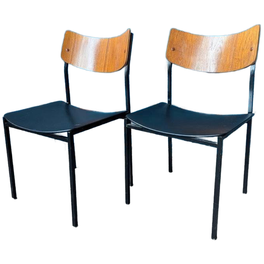 2x Vintage Industriële Stoelen, Italië 1960s 1