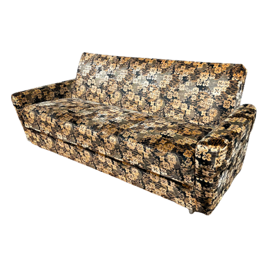 Vintage Mid-century Design Florale Bedbank – Stof – Jaren 70 1