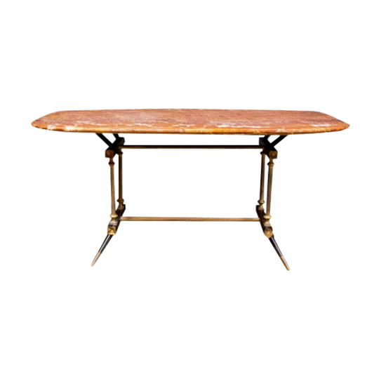 Vintage Salontafel Marmer & Messing 1