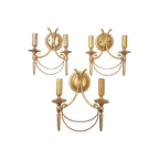 Set Of 3 Vintage Sciolari Wall Lights Gold Plated Brass Italian 1960s thumbnail 1