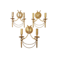 Set Of 3 Vintage Sciolari Wall Lights Gold Plated Brass Italian 1960s