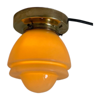 Art Deco - Gispen - Ceiling Mounted Lamp With Opaline Glass And Brass Mount - Model ‘Bromtol’