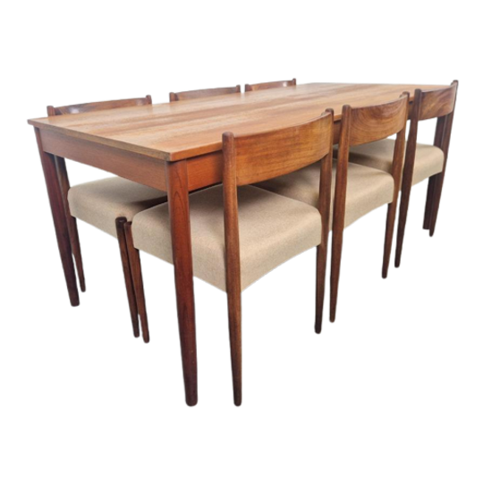Vintage Teak Tafel & 6 Stoelen Mid Century Denmark '60 1