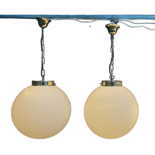 Sphere Opal Glass Hanging Lamps 1970s By Kamenicky Senov 1