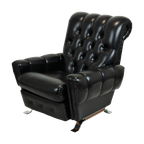 Chesterfield Fauteuil Zetel Zwarte Skai Chroom Onderstel Sixties thumbnail 1