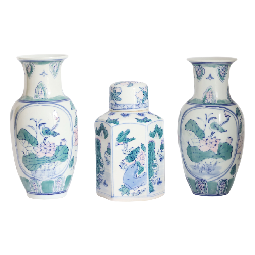 3 Delig Vintage Chinees Kaststel, Jaren '70