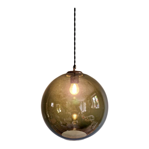 Vintage Hanglamp Van Gerookt Glas, Jaren 70