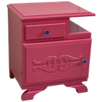 Antiek Restyle Kastje Nachtkastje Fuchsia Roze & Kobalt Knop thumbnail 1