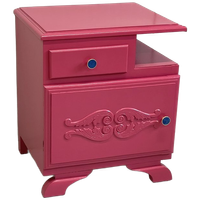 Antiek Restyle Kastje Nachtkastje Fuchsia Roze & Kobalt Knop