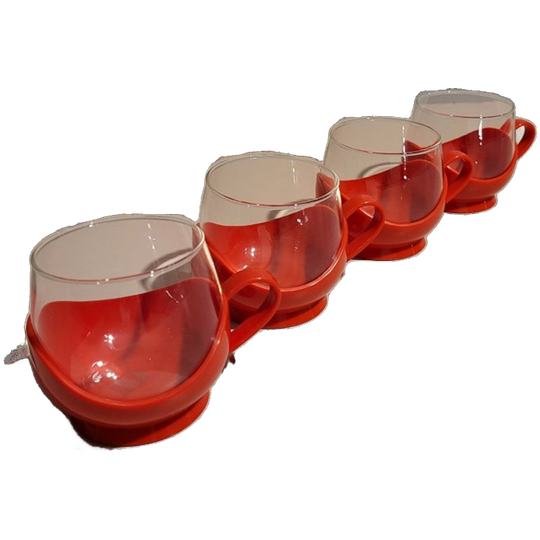 4 Vintage Rode Melitta Theetassen 1