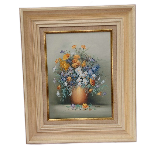 Origineel Olieverfschilderij Bloemenstilleven In Vaas.Gesigneerd. 1