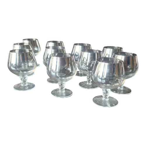 Set Van 11 Vintage Jaren 60 Zilver Ombre Cognac Glazen