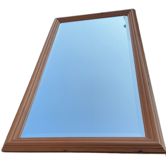 Vintage Brown Wooden Rectangular Wall Hanging Morris Mirror Large 1