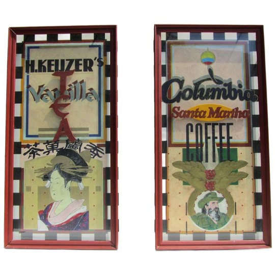 2 Schilderijen H.keijzer's Tea En Columbia Sante Martha Coffee 1