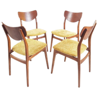4 Deense Stoelen Teak Fineer Okergeel | Dining Chairs Danish