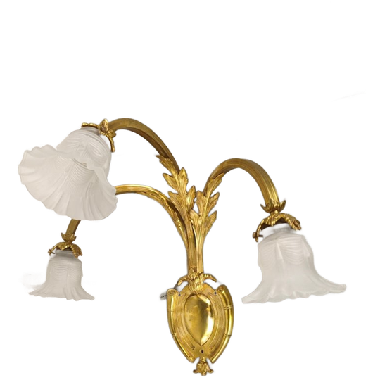 Grote Antieke Verguld Bronzen Wandlamp 1