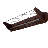 Vintage Wandkapstok Teak En Chroom Jaren 60/70